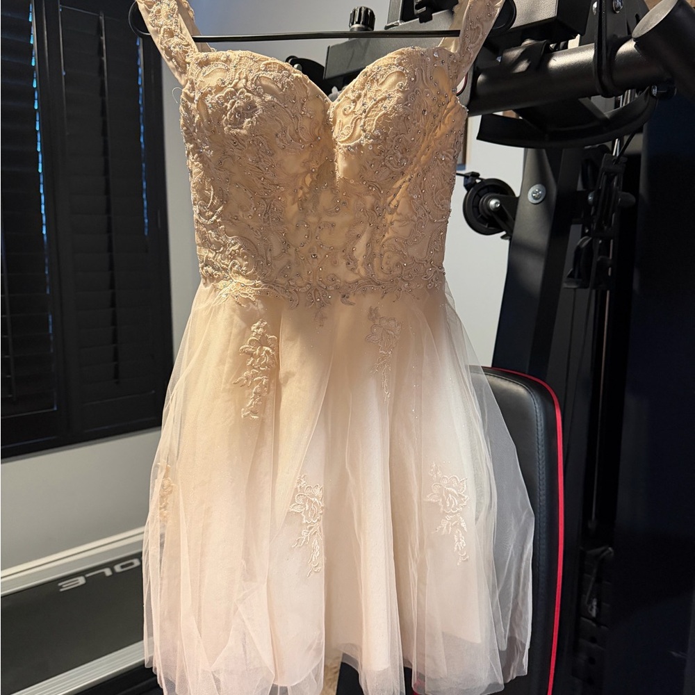 Elegant Cream Lace Prom Dress